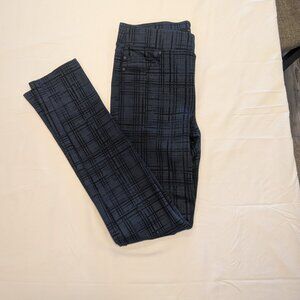 Liverpool blue and blck plaid skinny business leggings, size 4